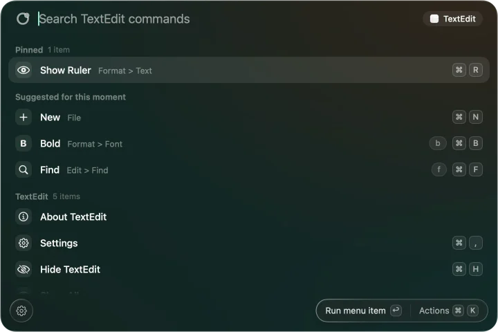 Apropos over TextEdit